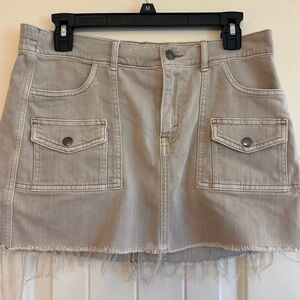 aerie Beige Cargo Pocket Frayed-Hem Mini Skirt
